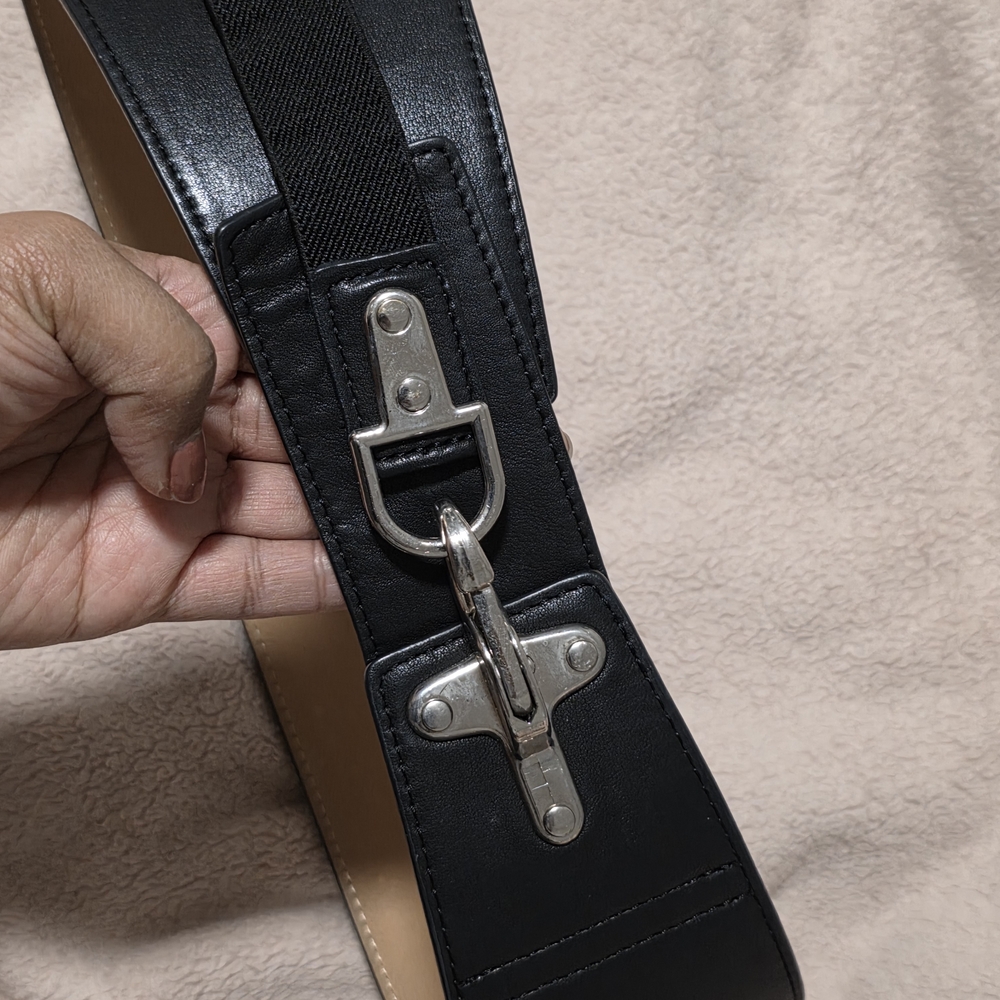 Wilfred Black Wide Leather-Style Belt with Silver Hardware